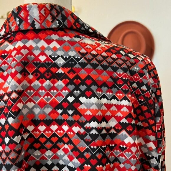 M'lady Vintage 70s Red Southwestern Mountain Abstract Print Long Sleeve Blouse - Picture 9 of 11